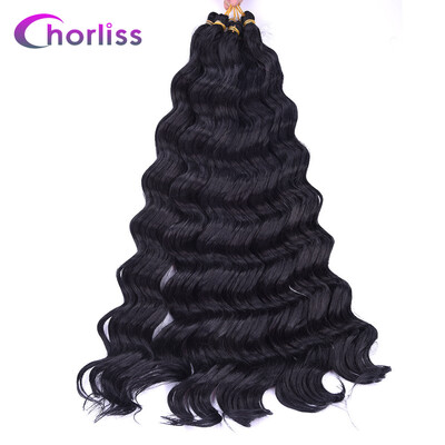 

Chorliss 22" Deep Wave Hair Crochet Braids Black Synthetic Ombre Braiding Hair Extensions 80gpack