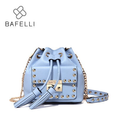 

BAFELLI crossbody bags for women split leather tassel rivet bucket high quality shoulder bag 5 colors red bolsos mujer women bag