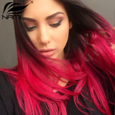 

Nami Hair 4 Bundles Brazilian Ombre T1B/Red Human Hair Straight Weaves Two Tone Color 12"-26" Human Hair Extension