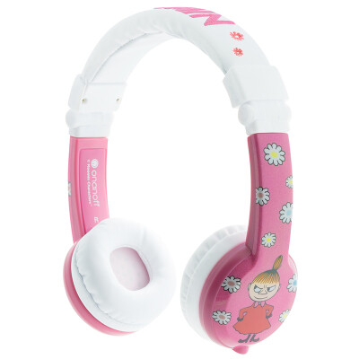 

BUDDYPHONES MOOMIN Cute Anime Kids Headphones Folding Headband Microphone Learn English Protect Listening Kids Birthday Gift Pink