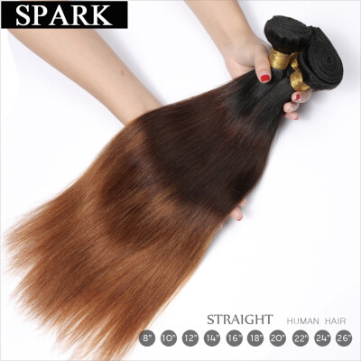 

Spark Hair Ombre Brazilian Straight Hair 3 Bundles Deals 3 Color T1B/4/30 Brazilian Virgin Hair Straight 100% Human Hair Extension