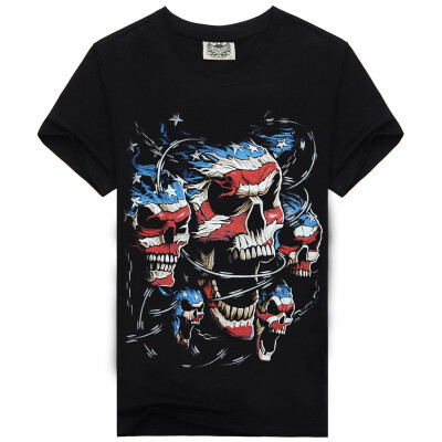 

Mens Black 3D Graphics Printed Rock Skull Pattern Short Sleeve T-Shirt Top Tee Shirt M-XXXLAmerican Flag