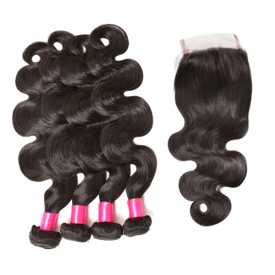 

8a Malaysian Body Hair With Closure Body Wave With Closure Human Hair 4 Bundles With Closure Malaysian Virgin Hair With Closure