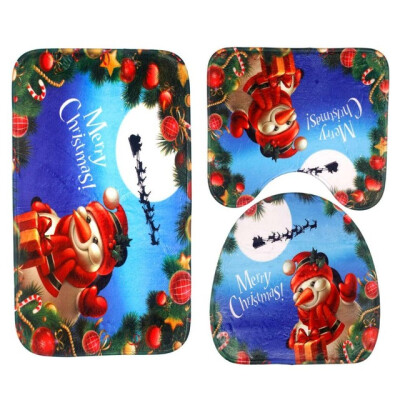 

Cute gifts Merry Christmas Decorations for Home New Year Decoration Santa Claus Rug Toilet Seat Cover Bathroom Set