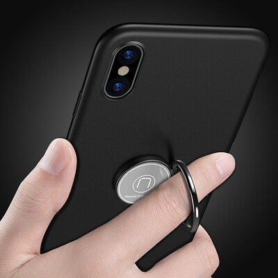 

KOOLIFE Apple X Mobile Shell Cover Creative Mobile Phone Holder Mobile Phone Cases iPhoneX10 Scrub Hard Shell Anti-fall Shell Men&women Applicable to Apple iPhone x- Black