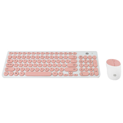 

Fude ik6630 wireless mute keyboard&mouse set personality round chocolate keyboard feel comfortable games office home notebook desktop computer white pink