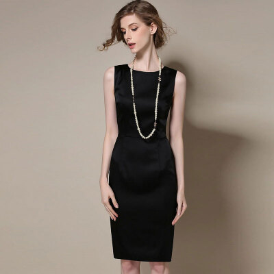 

Lovaru ™New 2015 fashion Elegant temperament sleeveless cultivate one's morality show thin solid color dress