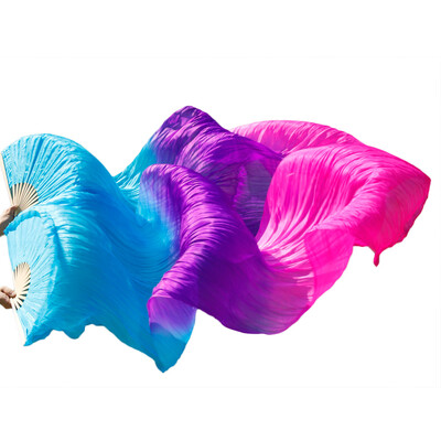 

New Arrivals Stage Performance Dance Fans 100 Silk Fans Colored 180cm Women Belly Dance Silk Fans 2pcs TurquoisePurpleRose