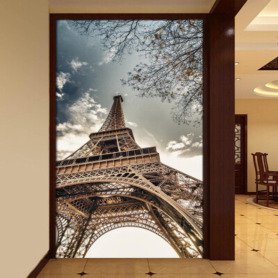 

Custom Blue Sky Eiffel Tower Photo Wallpaper Hotel Living Room Entrance Building 3D Mural Non-Woven Moisture-Proof Wallpaper 3D