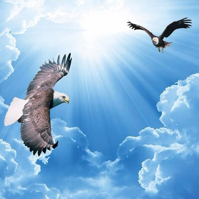 

Customized Any Size 3D Mural Wallpaper Blue Sky Eagle Ceiling Art Mural Living Room Study Bedroom Ceiling Wallpaper De Parede 3D