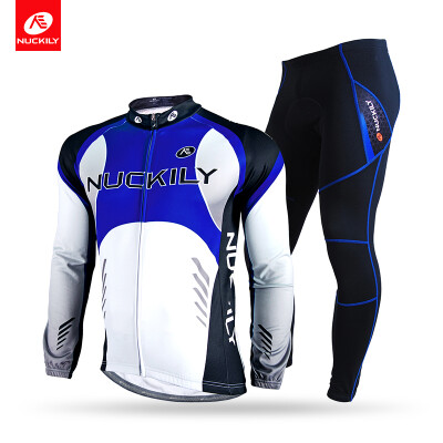 

NUCKILY Winter Bicycle Jersey Suit Men's Thermal Fleece Full Length Zipper Top With Tight Cycling Sport Apperal