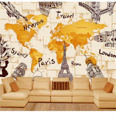 

3D photo wallpaper 3D world map wallpaper retro living room bedroom TV background wallpaper mural retro living room wallpaper