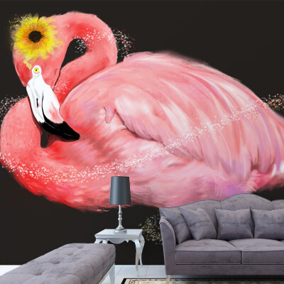 

Custom 3d mural wallpaper European simple fashion large mural TV backdrop Flamingo wallpaper mural