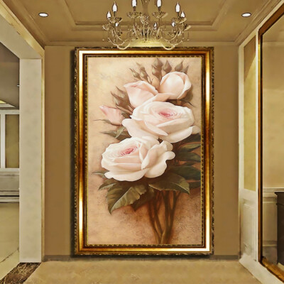 

Custom photo wallpaper 3D stereo entrance hallway custom wallpaper vertical version European oil painting wallpaper mural