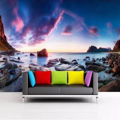 

Custom 3D Mural Wallpaper Seaside Rock Photography Photo Background Large Wall Painting Living Room Sofa Wall Papers Home Decor
