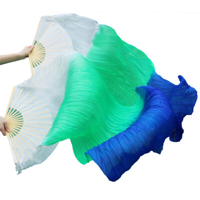 

New Arrivals Stage Performance Dance Fans 100 Silk Fans Colored 180cm Women Belly Dance Silk Fans 2pcs WhiteGreenRoyal Blue