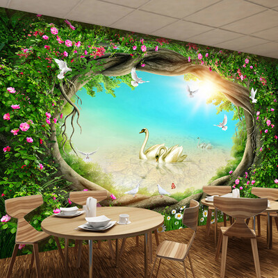 

Custom Photo Wallpaper 3D Fantasy Fairy Tales Forests Swan Mural Living Room TV Background Wall Painting Kids Bedroom Wallpaper