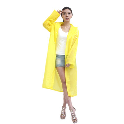 

Bovnik translucent scrub adult raincoat poncho male lady long hat with non-disposable raincoat yellow