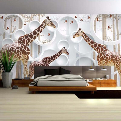 

Custom Mural Kids Wallpaper 3D Lifelike Cartoon Giraffe For Kids' Bedroom TV Backdrop Wall Mural Wall Contact Paper On The Walls