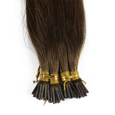 

1gs 100g Human Virgin Hair Chocolate Brown Pre-bonded Keratin Stick I-tip Hair Extensions