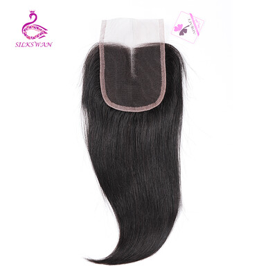 

Silkswan Lace Closure Brazilian Straight Remy Hair Free Part Natural Color 8-18inch Human Hair 4x 4 Free Shipping