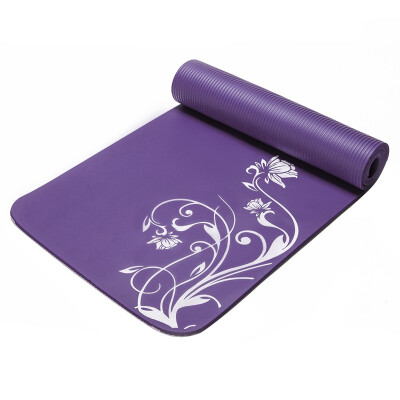 

Kim la la yoga mat thickening 8MMNBR sports fitness mat supine cushion purple camellia