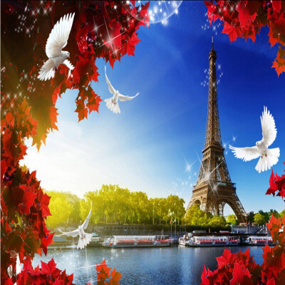 

Custom photo wallpaper Eiffel Tower Leaf 3D France Landscape bedroom custom mural high quality bedroom hotel wallpaper