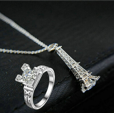 

Yoursfs® 18k rose позолоченные классической эйфелевой башни ожерелье и кольцо украшения использовать кристалл люкс для набора австрии