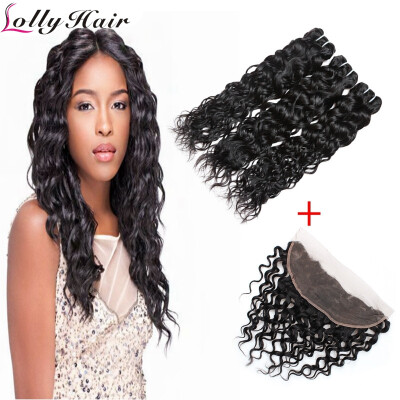 

Unprocessed Malaysian Water Wave Virgin Hair Bundles 3pcs With 1pc Lace Frontal Good Malaysian Virgin Hair With Lace Frontal