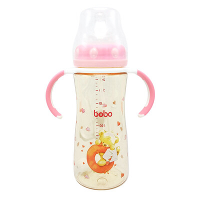 

Le Bao bobo bottle wide caliber with straw with handle baby baby PPSU bottle 260ml red for more than 12 months