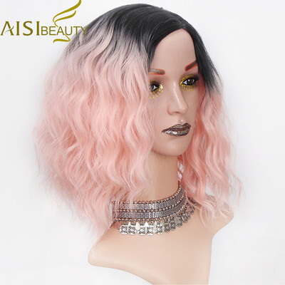 

AISI BEAUTY Короткие волосы синтетические Водная волна Красные синие розовые оранжевые парики для женщин Теплостойкие высокотемп