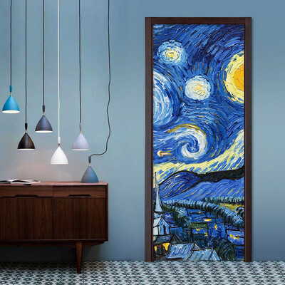

Modern Abstract Art Starry Sky Mural Wallpaper Living Room Door Sticker PVC Self-Adhesive Waterproof Wallpaper 77cm x 200cm