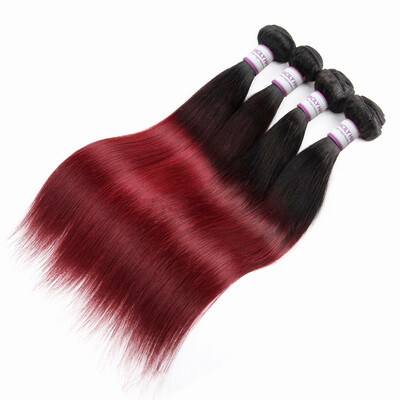 

Racily Hair Ombre Brazilian Hair Straight 4 Bundles 1B Burgundy Dark Red Ombre Human Hair Extensions