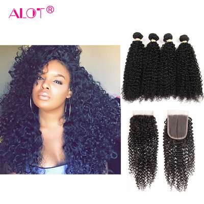 

Alot Hair Kinky Curly с закрытием Индийские кудрявые кудрявые 4 комплекта с закрытием Глубокие курчавые девственные человеческие волосы