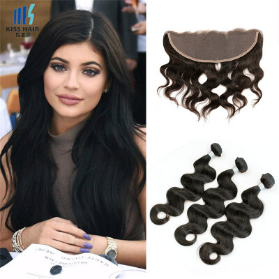 

kisshair nature color remy Brazilian human hair weaving body wave 3 bundles with 4*13 lace frontal ear to ear lace frontal