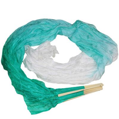 

1 Pair Dance Fans Bamboo Ribs Natural Silk Stage Performance Props Dye Fans Women Belly Dance Silk Fans GreenLight GreenWhite