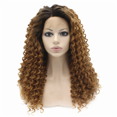 

Iwona Synthetic Hair Lace Front Long Curly Dark Root Ombre Blonde Wig