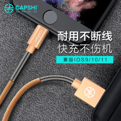 

Capshi Apple Data Cable 8/7/6 / 5s Сотовый телефон Зарядный кабель 1.2 Meter Gold Braid Braid Cable Подходит для iphone5 / 5s / 6 / 6s / Plus / 7/8 / X / iPad / Air / Pro