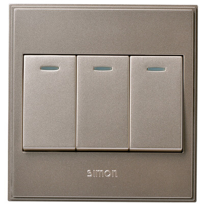 

Simon Electric simon V51032BY-02 three open double control 56C series 86 with fluorescent lined switch socket bright champagne