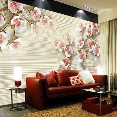 

Пользовательские обои Mural Photo Modern Fashion Bedding Room Рельефные обои 3D Трехмерная магнолия Настенная роспись стены
