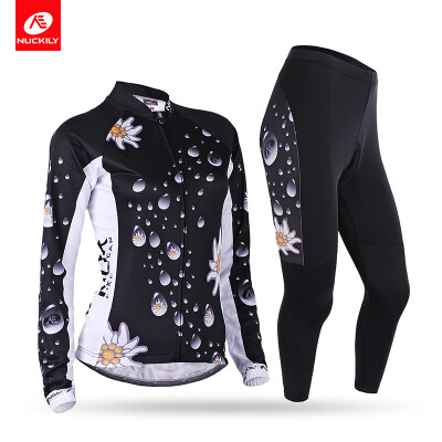 

NUCKILY Women's Long Sleeve Cycling Clothing Suit Popular Flower Cycling Jersey and Tights Set For Spring/Autumn CJ130CK130