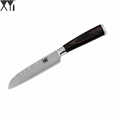 

XYj Christmas 7Cr17 Stainless Steel Kitchen Knife Color Wood Handle High Quality Cooking Tools New Year 5 Inch Santoku Knife