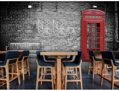 

Custom Size Photo Cafe restaurant leisure clothing store 3D European style retro wallpaper British street mural wallpaper