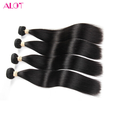 

Alot Hair Indian Virgin Hair Straight Wave Double Machine Weft 4 bundles a lot Natural Color