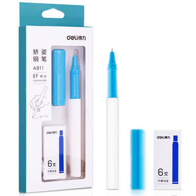 

Deli deli EF dark tip excellent series of posture posture pen signature pen posture posture pen gift six eraseable blue ink capsule A911