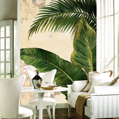 

3D Wallpaper Modern Tropical Palm Banana Leaf Photo Wall Mural Living Room Hotel Entrance Backdrop Wall Decor Papel De Parede 3D