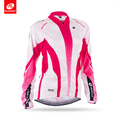 

NUCKILY Women Thermal Fabric Bike Wear Windproof Soft Cycling Winter Jersey GE007