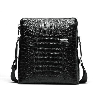 

Hedge (herder) HD35-1 men's shoulder bag crocodile pattern cowhide business casual fashion shoulder Messenger bag black