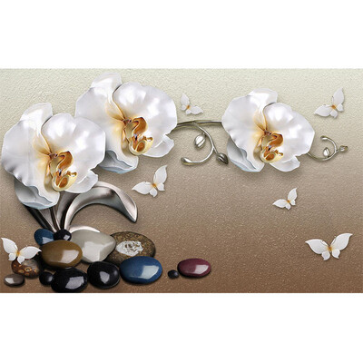 

Высокое качество 3D Stereo Золотые украшения Butterfly Orchid Роскошные обои Гостиная Гостиная Телевизор Фон Декорация стены Цветочная 3D Mural
