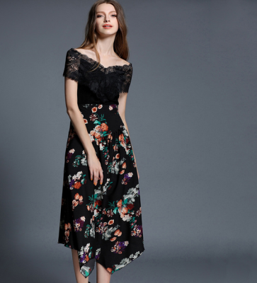 

Lovaru ™2015 summer new European leg of the three-dimensional printed chiffon skirts high waist skirt thin section irregular